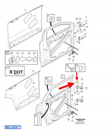 ZAWIAS GÓRNY DRZWI LEWY PRZÓD VOLVO XC90 2016- XC40 OEM/OE 31424591