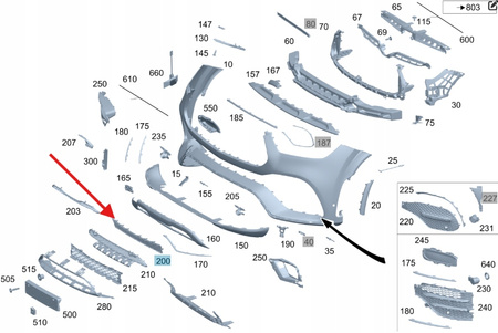 KRATKA ŚRODKOWA DOLNA ZDERZAKA PRZÓD MERCEDES GLE W167 OE A1678858005