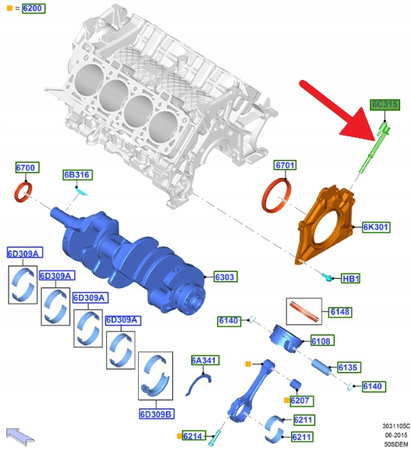 CZUJNIK POŁOŻENIA WAŁU KORBOWEGO 5.0 MUSTANG 2015- 1846739 _ BR3E-6C315-AC