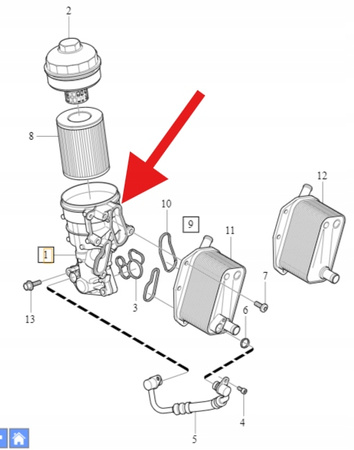 PODSTAWA OBUDOWA FILTRA OLEJU B6 VOLVO XC90 S80 S60 V60 XC60 OE 30777914