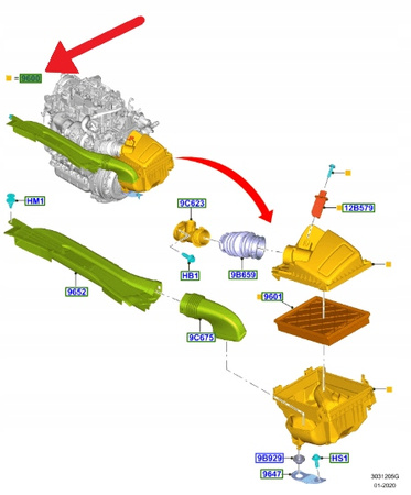 OBUDOWA FILTRA POWIETRZA 1.5 TDCI FORD FOUS KUGA 20- 2256960 _ LX61-9600-EA