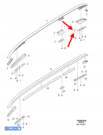 USZCZELKI LEWEGO RELINGU DACHU VOLVO XC90 2016- OEM/OE 31416878