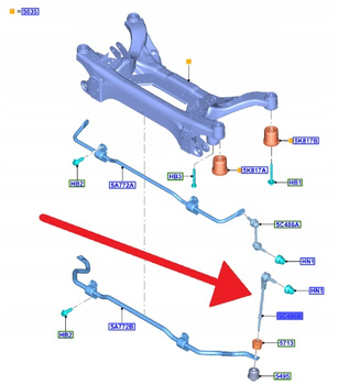ŁĄCZNIK STABILIZATORA TYŁ L P FOCUS KOMBI 2018- OE 2311850 _ JX61-5C486-XEB