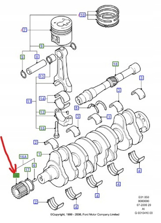 KOŁO ZĘBATE WAŁU DIESEL FORD ESCORT MONDEO SIERRA _ 1000340 _ 89FF-6306-AF
