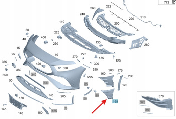 ŚLIZG MOCOWANIE ZDERZAKA PRAWY PRZÓD MERCEDES A klasa W177 OE A1778854203