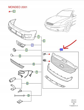 KRATKA ATRAPA CHŁODNICY FORD MONDEO Mk3 2000-2007 _ 1325136 _ 1S7J-8200-ABXWAA