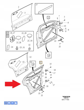 Prawe tylne drzwi Volvo OE 32351581 / 32399015