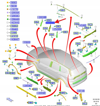 LISTWA DRZWI LEWA PRZÓD KUGA MK2 2012- 2272197 _ CJ54-S254A41-DB59B8