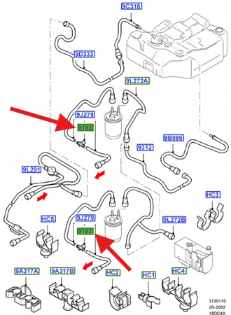 PRZEWÓD ZAWÓR PALIWA 1.8 TDCi FORD FOCUS 1999- OE 1118671 _ 98AB-9J280-CK