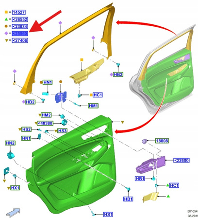 POKRYCIE TYLNE PRAWE SZYBY DRZWI S-MAX 2015- OE 2450425 _ EM2B-R25514-BL3J