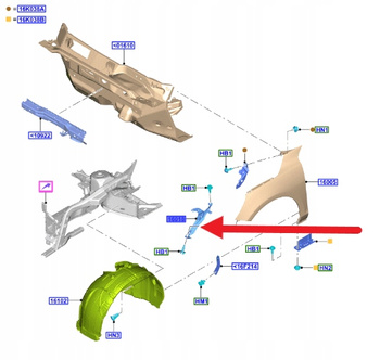 MOCOWANIE BŁOTNIKA LEWY PRZÓD FORD FOCUS 2018- 2311070 _ JX7B-A16019-AD