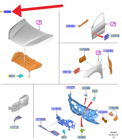 WYGŁUSZENIE PODBITKA MASKI FORD KUGA ESCAPE 2024- 2723805 _ PV4B-S16738-BD