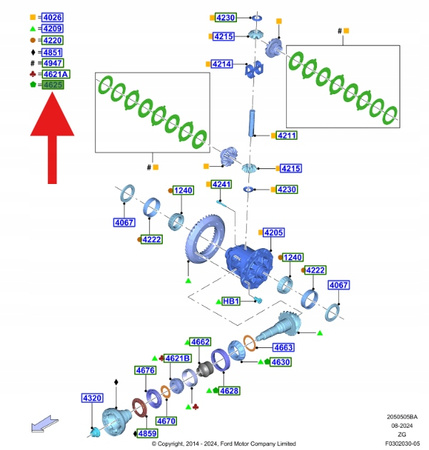 ŁOŻYSKO WAŁKA ATAKUJĄCEGO FORD MUSTANG 2015- 23- OE 5149602 _ BL1W-4625-AA