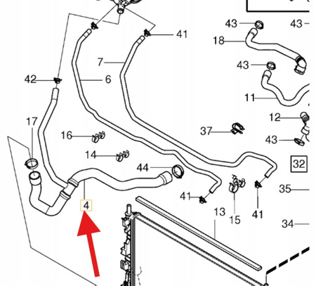 PRZEWÓD WĄŻ CHŁODNICY DIESEL D4204T VOLVO S40 V50 2004- C30 C70 OE 30741999