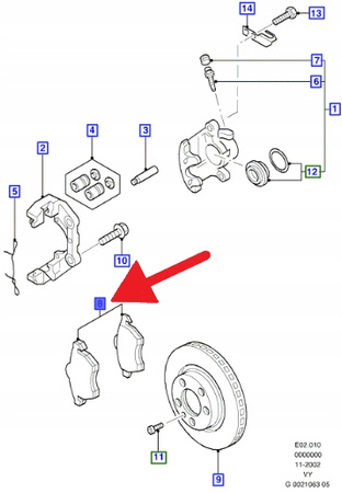 KLOCKI HAMULCOWE PRZÓD FORD GALAXY 2001- OE 1947391 _ ME1M2J-2K021-BB