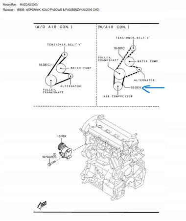 Pasek wielorowkowy - Mazda 3 BK Mazda 5 CR_LF5015908B