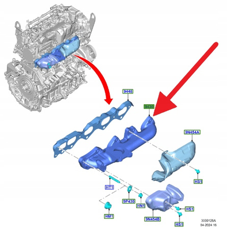 KOLEKTOR WYDECHOWY 2.0 ECOBLUE FORD EDGE FOCUS 2018- 2269214 _ HG9Q-9430-BA