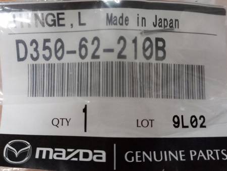 Zawias pokrywa tylna - Mazda 2 DE Mazda 3 BK 6 GH_D35062210B