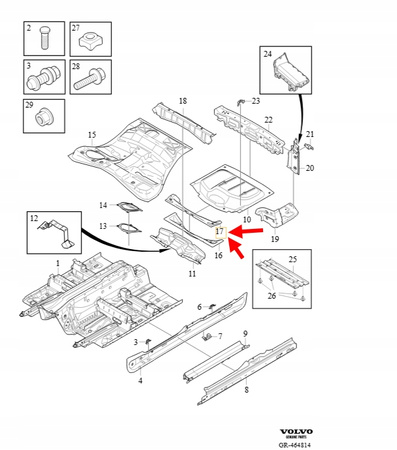 GÓRNA POPRZECZNICA PODŁOGI VOLVO XC90 2016- OEM/OE 31402959