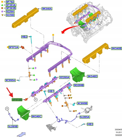 CZUJNIK CIŚNIENIA PALIWA 5.0 FORD MUSTANG 17- 23- 2121441 _ JR3E-9F972-AA