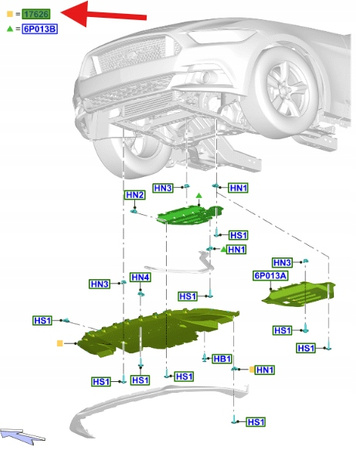 OSŁONA SILNIKA POD ZDERZAK FORD MUSTANG 2017- OE 2247358 _ JR3B-6A975-DE