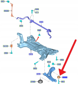 TULEJA WAHACZA PRZÓD L P FORD FOCUS 2018- OE 2216263 _ JX61-3A262-CEA