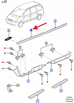 LISTWA DRZWI PRZEDNICH LEWA FORD GALAXY 94-00 1110931 _ 95VW-A25335-DCXWAA