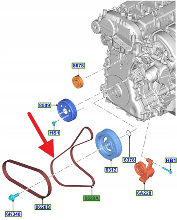 PASEK WIELOROWKOWY 2.3 EB FORD MUSTANG 2015- OE 5271735 _ FR3E-6C301-FA