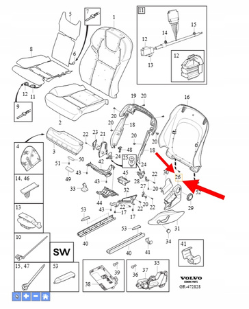 OSŁONA FOTELA LEWY PRZÓD VOLVO XC90 2016- XC60 V90 S90 OEM/OE 31467137