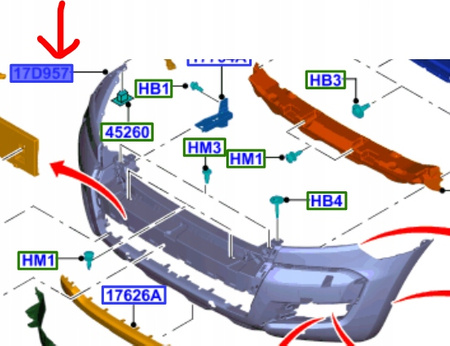ZDERZAK PRZÓD FORD RANGER Mk5 2021-2023 XLT 2611123 _ LB3B-17C831-AB