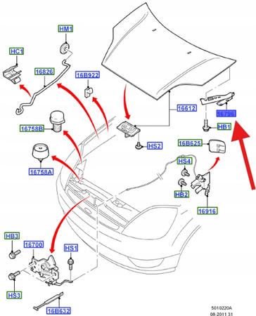 ZAWIAS MASKI LEWY FORD FIESTA FUSION 2001- 2012 OE 1148938 _ 2S61-16801-AE