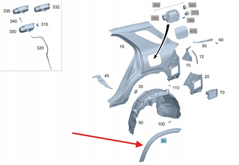 LISTWA NAKŁADKA BŁOTNIKA PRAWY TYŁ MERCEDES GLE W167 OE A1678800205