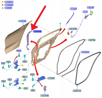 USZCZELKA DRZWI LEWY TYŁ FORD FOCUS 2018- OE 2283714 _ JX7B-A25333-AC