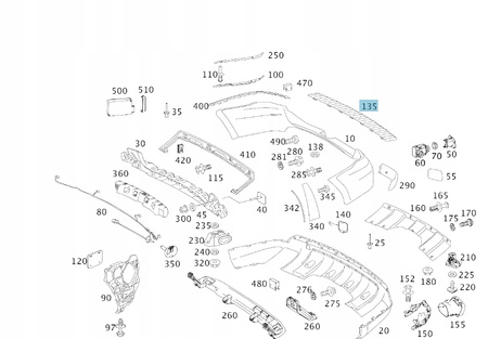 Nakładka zderzaka tył Mercedes GL/ML W164 A1648800211