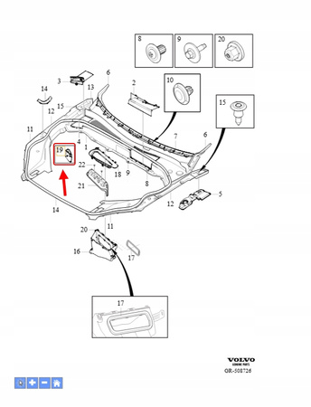 KANAŁ SPŁYW WODY LEWY VOLVO XC90 2016- XC60 S90 V90 OEM/OE 31353778
