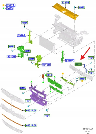 ŁĄCZNIK ŁOPATEK ŻALUZJI FORD MUSTANG 2015- 2017 5287043 _ FR3B-8472-AB