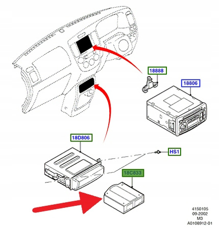 MAGAZYNEK ZMIENIACZA PŁYT RADIA FORD MONDEO 2001- 4116538 _ YL8F-18C833-AB