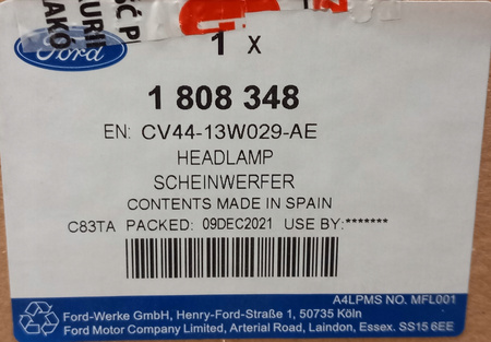 REFLEKTOR PRAWY PRZÓD FORD KUGA Mk2 2012- 1808348 _  CV44-13W029-AE 