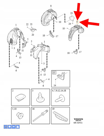 NADKOLE PRAWY TYŁ VOLVO XC90 2018- OEM/OE 32392138