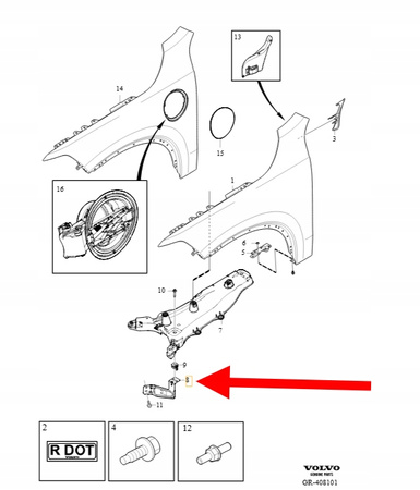 LEWY WSPORNIK MOCOWANIE BŁOTNIKA PRZÓD VOLVO XC90 2016- OEM/OE 31371008