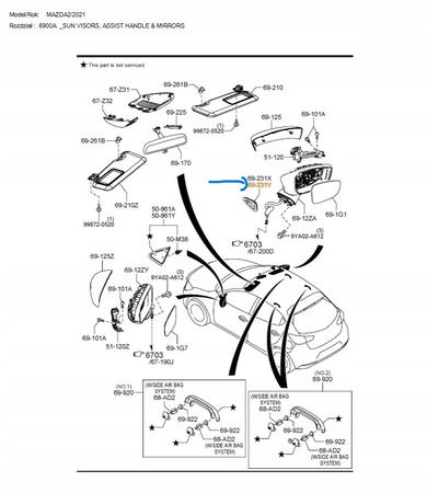 Osłona lewa otworu lusterka zewnętrznego - Mazda 2_D09W69117