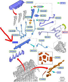 CZUJNIK CIŚNIENIA PALIWA KOLEKTOR 1.5 1.6L TDCi FORD 1697685 _ AV6Q-9D280-B2A