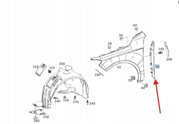 WYGŁUSZENIE OSŁONA BŁOTNIKA PRAWY PRZÓD MERCEDES CLA W117 OE A1178890100