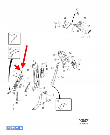 OSŁONA LEWEGO SŁUPKA A SZYBY PRZEDNIEJ VOLVO XC90 2016- OEM/OE 32244287