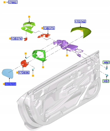 WKŁAD LUSTERKA LEWE FORD MUSTANG 2015- 2021 OE 2026787 _ FR3B-17T675-BB