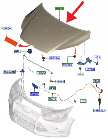 MASKA POKRYWA PRZÓD FORD FOCUS Mk3 2011- OE 1797477 _ PBM51-A16610-AC