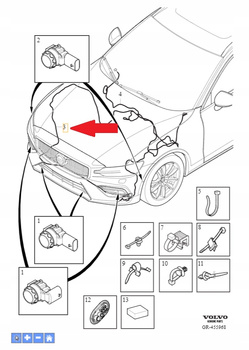 Wiązka czujników parkowania Volvo OE 32204814