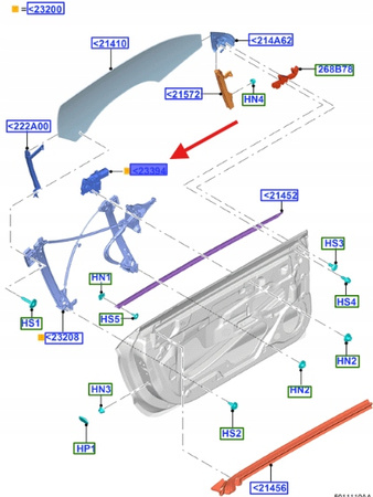SILNIK PODNOSZENIA SZYBY PRAWA FORD MUSTANG 2015- 2225149 _ FR3B-14A365-AD