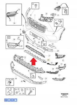 SPOILER MOCOWANIE ZDERZAKA PRZÓD VOLVO XC90 2016- OE 31383825