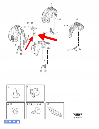 CHLAPACZ BŁOTNIKA PRAWY PRZÓD VOLVO XC90 2016- XC60 S90 S60 OEM/OE 31497985